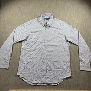 Ralph Lauren Shirt Mens Large Blue Stripe Performance Button Down Long Sleeve
